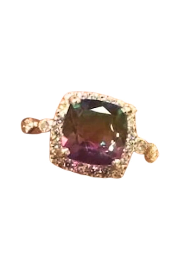 Cushion Cut Watermelon Tourmaline Doublet Ring 925 Sterling Silver Vibrant Multicolor Gemstone Jewelry for Women Elegant and Unique Ring Gold 13