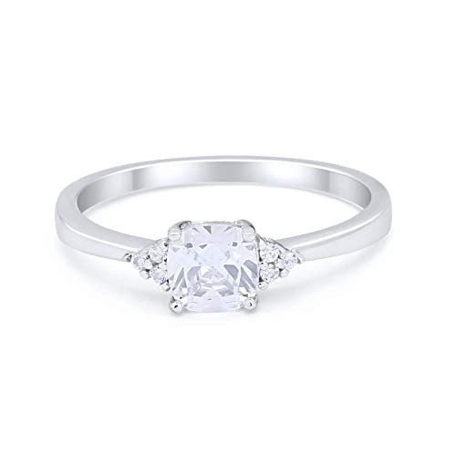 Cushion Cut Wedding Engagement Ring CZ 925 Sterling Silver Size 5