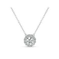 thumbnail image 1 of Cushion Cut White Cubic Zirconia Sterling Silver and 18k Rose Gold Over Sterling Silver Filigree Sides Halo Necklace, 18", 1 of 3