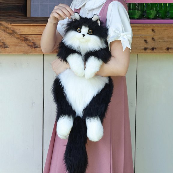 Cushion,Cute Cow Cat Backpack Plush Bag Realistic Stuffed Animals Cat Backpack Adjustable Strap