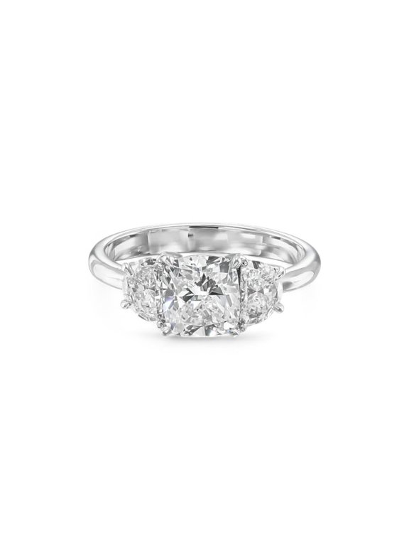 Cushion Diamond Ring CVD IGI Certified Lab Grown 2 Carat 18k White Gold E F VVS