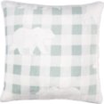 thumbnail image 1 of Cushion Faux Fur Reversible Aqua Plaid Bear, 1 of 2