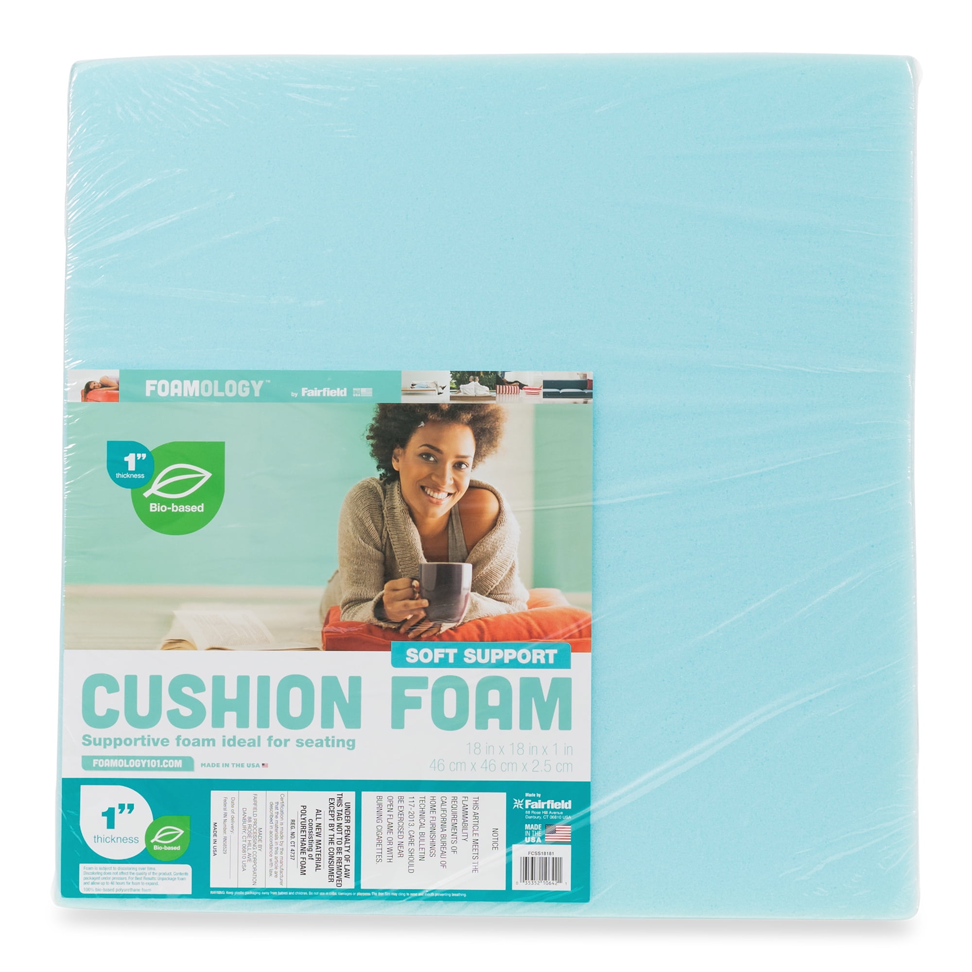 Cushion Foam by Fairfield™, 18" x 18" x 1" Thick, Blue