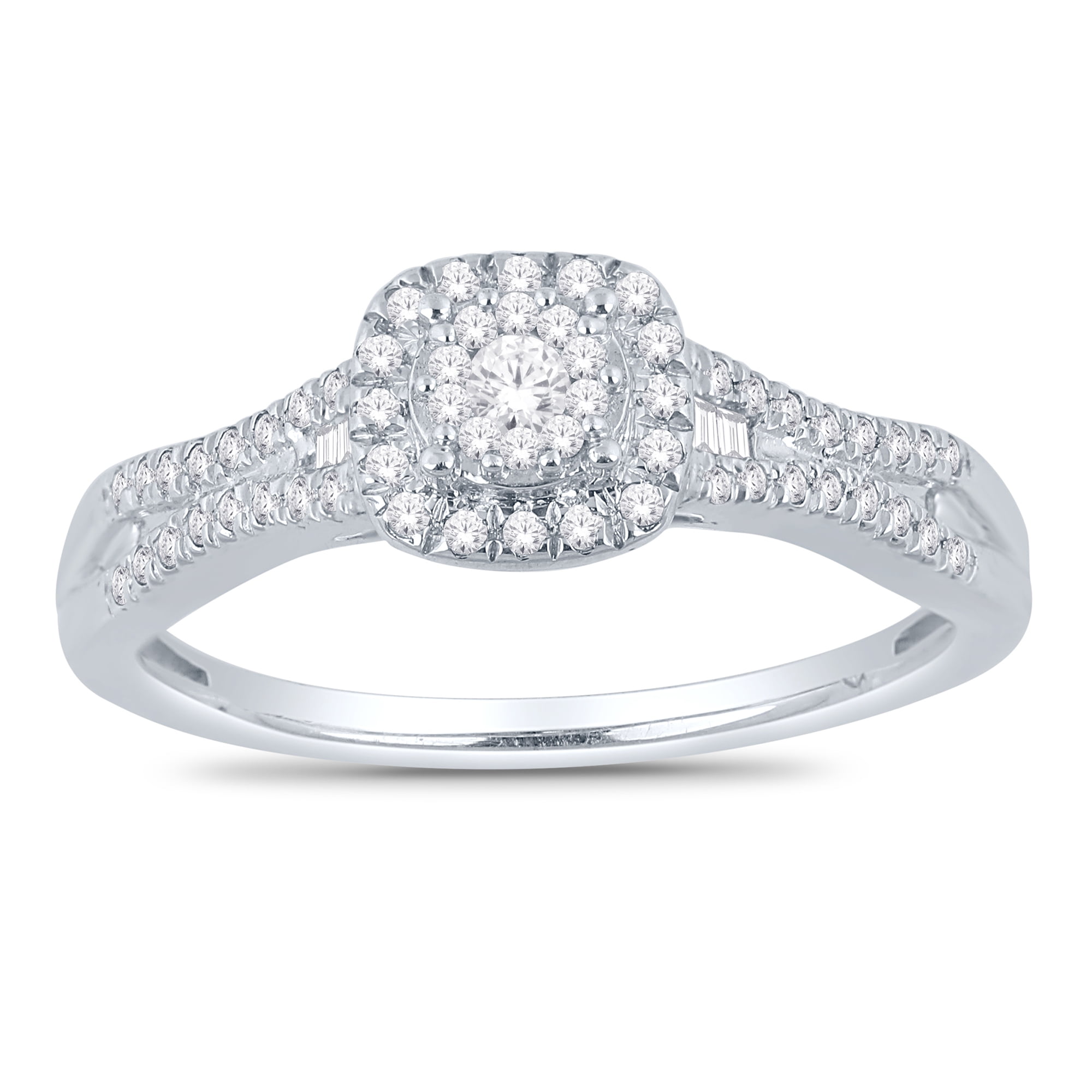 Cushion Frame Diamond Promise Ring With 1/3 Carat TW Of Diamonds In ...