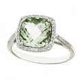thumbnail image 1 of Cushion Green Amethyst and Diamond Cocktail Ring 14k White Gold (3.70ct), 1 of 4