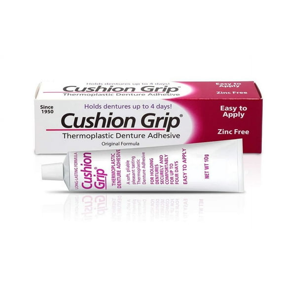 "Cushion Grip 10g Trial Tube - Soft Pliable Thermoplastic Denture Refitting & Tightening Adhesive"