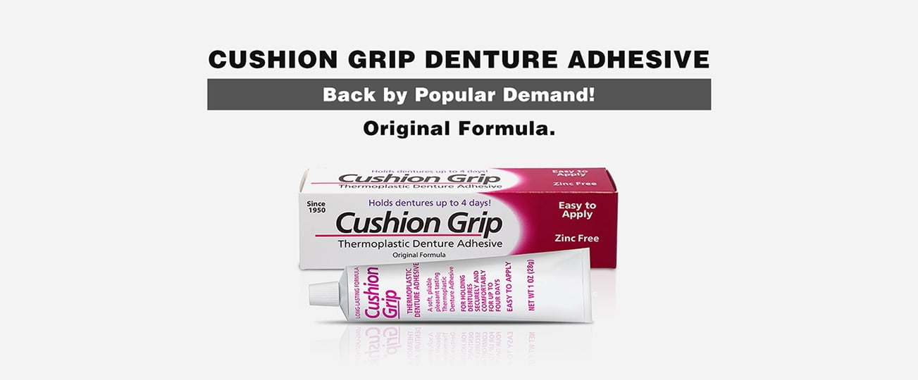 Cushion Grip Long-Lasting Thermoplastic Denture Adhesive, 1 oz.