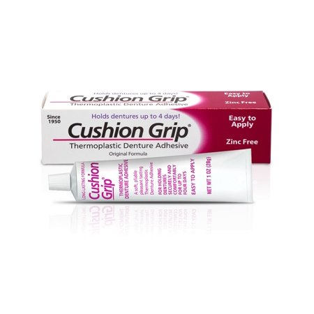 Cushion Grip Thermoplastic Denture Adhesive 1 Oz - 100% Waterproof & Zinc Free