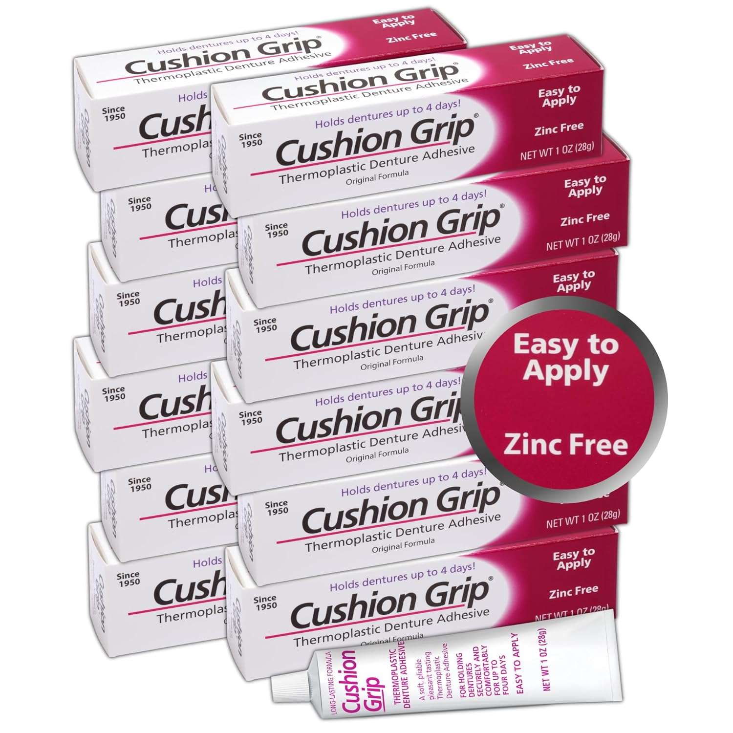 Cushion Grip Thermoplastic Denture Adhesive, 1 oz Keeps Dentures Snug