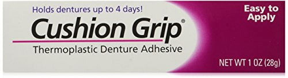 Cushion Grip Thermoplastic Denture Adhesive, Zinc Free, 1 oz Pack of 2