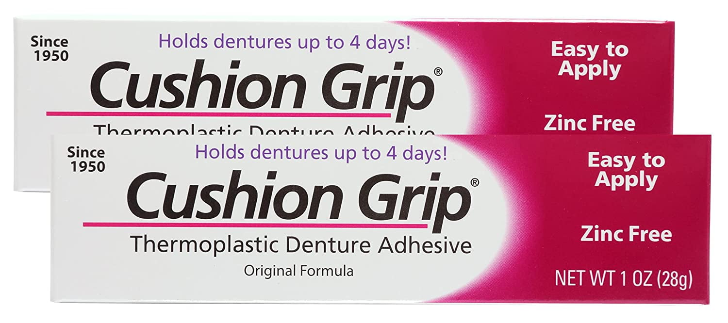 Cushion Grip Thermoplastic Denture Adhesive, 1 oz (Pack of 2) Refit