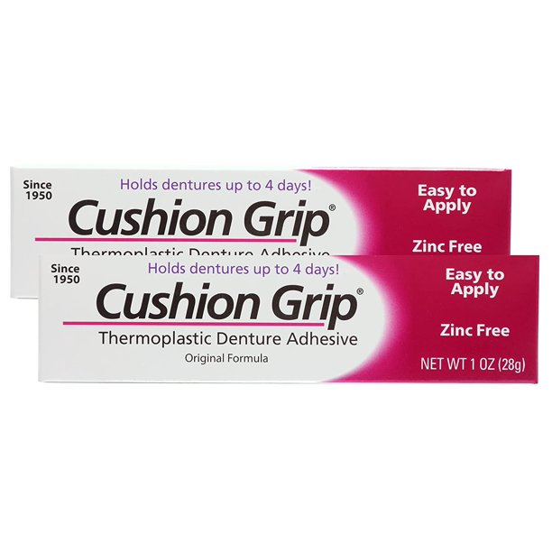 Cushion Grip Thermoplastic Denture Adhesive, 1 oz (Pack of 2) Refit