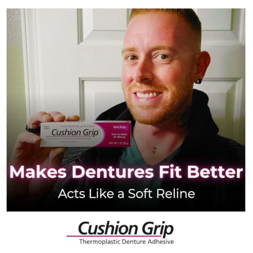 Cushion Grip Thermoplastic Denture Adhesive, 1 oz (Pack of 5) Makes