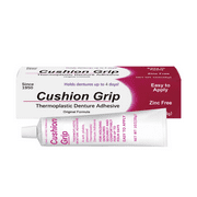 Cushion Grip Thermoplastic Denture Adhesive, 1 oz - Refits and Tightens Loose Upper and Lower Dentures and Partials | Non-Glue Adhesive, Acts Like a Soft Reliner