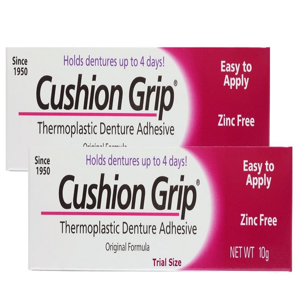 Cushion Grip Thermoplastic Denture Adhesive, Zinc Free, 1 oz Pack of 2
