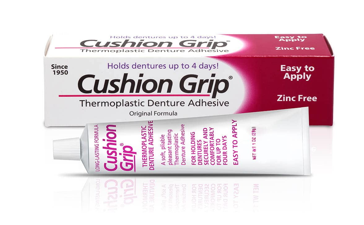 Cushion Grip Thermoplastic Denture Adhesive for Refitting and