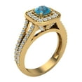 thumbnail image 1 of Cushion Halo Split Shank Setting Blue Diamond Engagement Ring 1.10 CT TW 14K Gold, 1 of 5