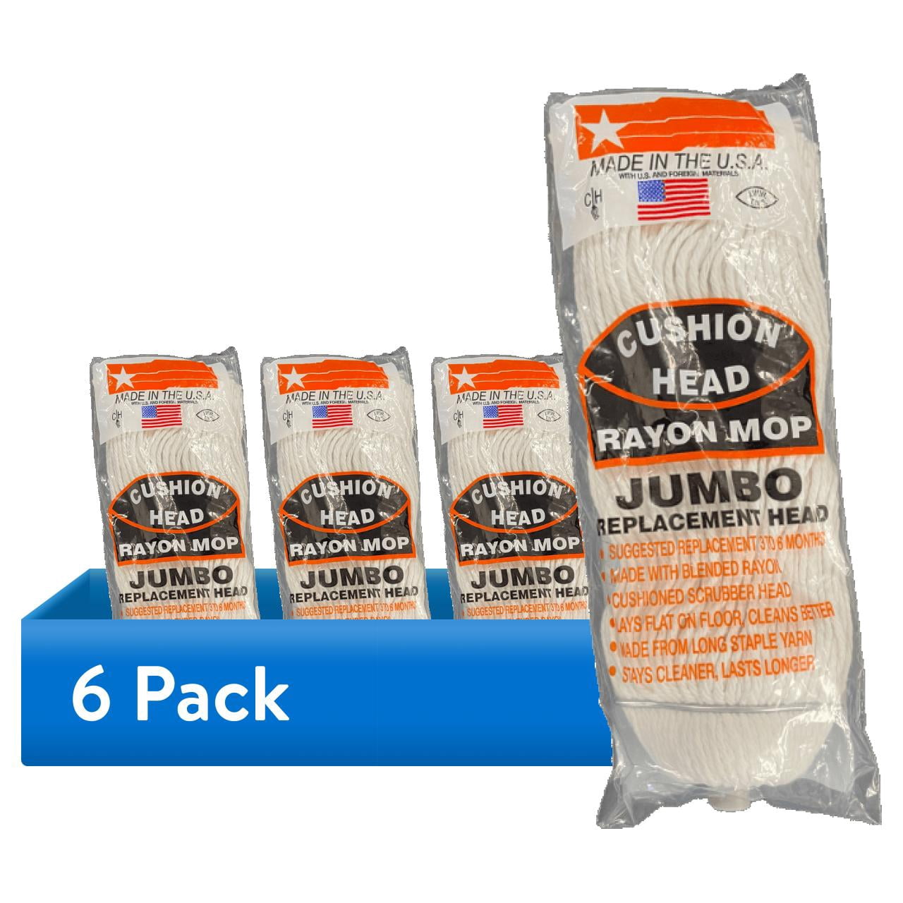 (6 pack) Cushion Head Jumbo Rayon Mop