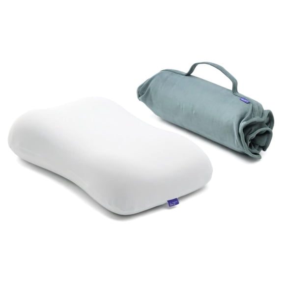 Cushion Lab Travel Deep Sleep Pillow Compact Memory Foam Neck Pillow for Sleeping, Portable Pillow for Hotels, Camping, Side & Back Sleepers, On-The-Go Wellness Green