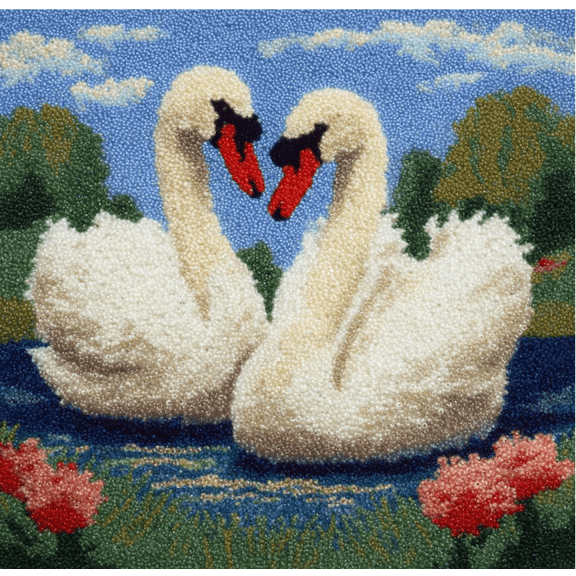 Cushion Latch Hook Kits, Animal Swan Handmade Pillowcase For Beginners DIY Pre-Printed Pattern Needlework Crochet Craft Kits 43X43cm