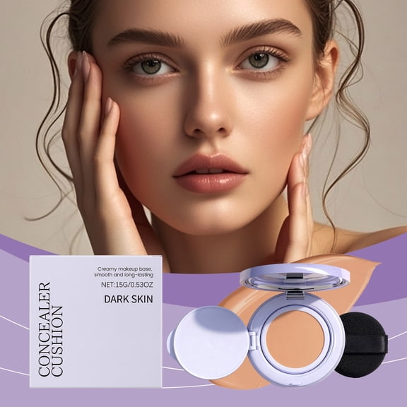 Cushion Liquid Foundation, Single Color Face Makeup Concealer Foundation Palette, Tinted Korean Makeup Base for Radiant and Even-Looking Skin, Lightweight, Long-Lasting Concealer (Dark Skin)