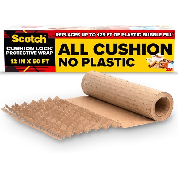 Cushion Lock Protective Wrap 12 in x 50 ft Sustainable Packaging Solution for Packing Shipping and Moving No Scissors or Tape Needed Great Alternative to Bubble Cushion Wrap (PCW-1250)