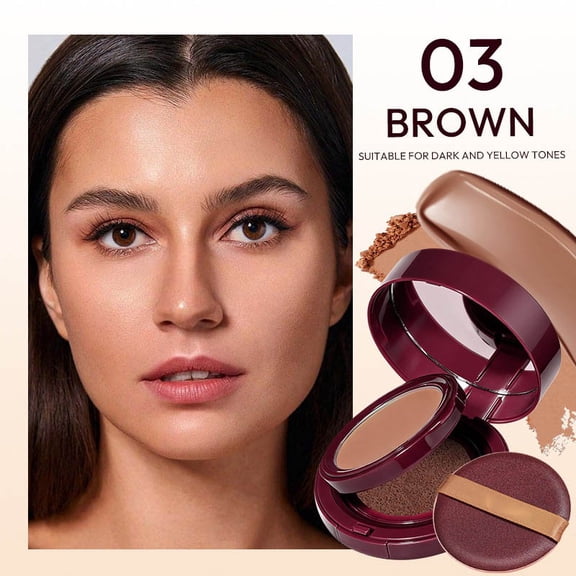 Cushion Makeup, 2-in-1 Lightweight Foundation, Natural Skin-Like Finish, Hydrating Formula, Smudge Resistant, Long-Lasting Coverage, Compact with Refill