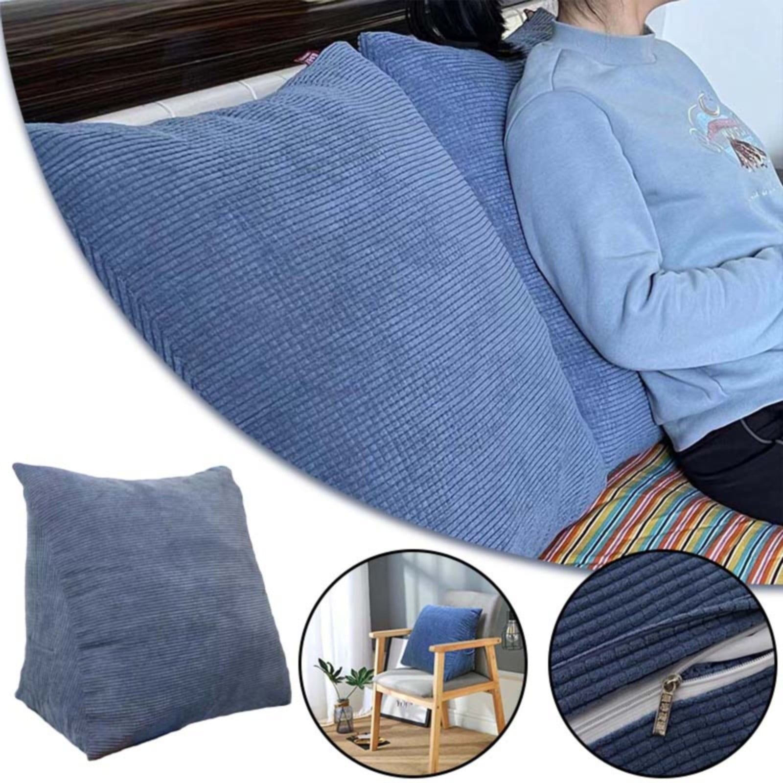 Cushion,Pillow Comfortable Reading Pillow With Zip Pocket Wedge Small Back Support Pillow Cushie Pillows For Home Bed Sofa