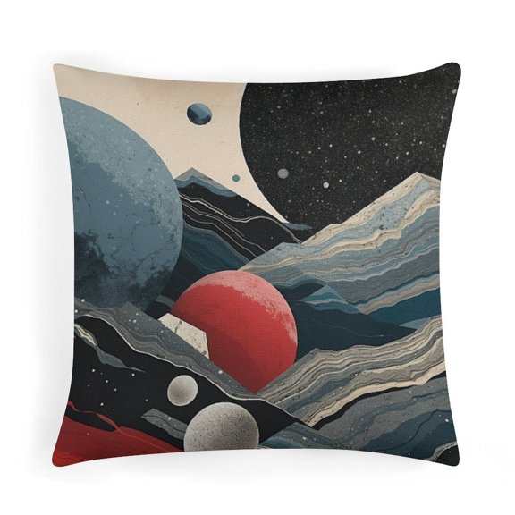 Cushion Pillow Cover Marble In Dark Sky-blue And Maroon Throw Pillow Covers Decorative Floral Linen Pillow Cover 18"x18" for Living Room Bedroom Marble Ink Texture Throw Pillow Cover
