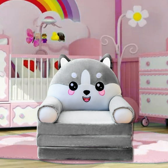 Cushion,Plush Foldable Kids Sofa Backrest Armchair 2 In 1 Foldable Children Sofa Cute Cartoon Lazy Sofa Children Flip Open Sofa Bed For Living Room Bedroom Without Liner Filler