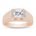 thumbnail image 1 of Cushion & Round Cut Lab Created Moissanite Diamond Bezel Set Men's Anniversary Wedding Band Ring in 14k Rose Gold Over Sterling Silver(1 CTTW,G-H Color,VVS1 Clarity)-7, 1 of 6