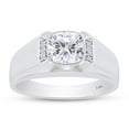 thumbnail image 1 of Cushion & Round Cut Lab Created Moissanite Diamond Bezel Set Men's Anniversary Wedding Band Ring Men's Jewelry in 14K White Gold(1 CTTW,G-H Color,VVS1 Clarity)-6, 1 of 6