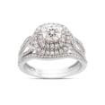 thumbnail image 1 of AFFY 1CT Moissanite Diamond Double Halo Split Shank Wedding Bridal Ring Set in 14K White Gold over Silver-7, 1 of 8