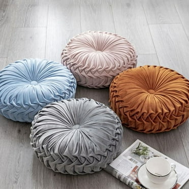 Cushion Round Solid Color Pleated Floor Pillow Diameter 38 * 10CM