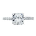 thumbnail image 1 of AFFY Cushion & Round White Natiral Diamond Semi Mount Engagement Ring In 14k Solid White Gold (I-J Color, I2-I3 Clarity, 0.48 Cttw) Ring Size-6, 1 of 3