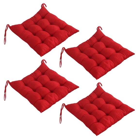 Cushion – Set Of 4 Square Chair Pads For Indoor Use Thick Soft Seat Cushions With Ties For Kitchen and Dining Chairs