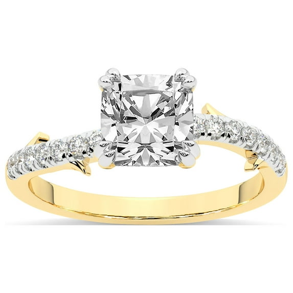 Cushion Shape 1 Carat IGI Certified Lab Grown Diamond Ring | 14K Yellow Gold | Phoebe Twigs Diamond Ring | FG-VS1-VS2 Quality Friendly Diamonds