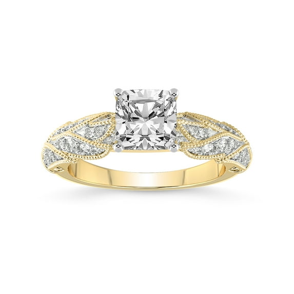 Cushion Shape 1 Carat IGI Certified Lab Grown Diamond Ring | 14K Yellow Gold |Vintage Willow Lab Diamond Engagement Ring | FG-VS1-VS2 Quality Friendly Diamonds
