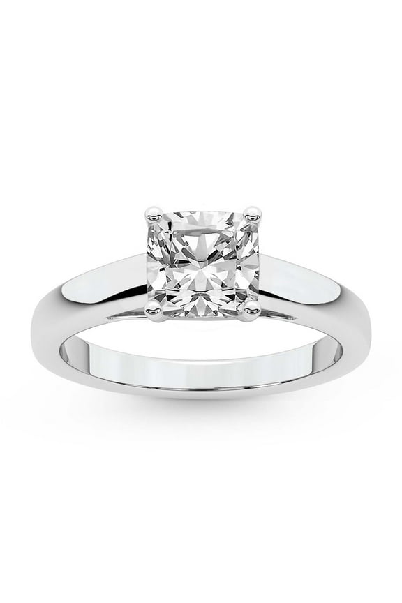 IGI Certified 1 Carat Cushion Shape Lab Grown Diamond Engagement Ring | 14K White Gold | Allen Flat Band Solitaire Lab Diamond Ring | FG-VS1-VS2 Quality Friendly Diamonds