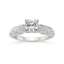 Cushion Shape 2 Carat IGI Certified Lab Grown Diamond Ring | 14K White Gold | Vintage Willow Lab Diamond Engagement Ring | FG-VS1-VS2 Quality Friendly Diamonds