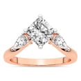 thumbnail image 1 of Cushion Shape 3 Carat IGI Certified Lab Grown Diamond Ring | 14K Rose Gold | Joella Three Stone Chevron Diamond Ring | FG-VS1-VS2 Quality Friendly Diamonds, 1 of 5
