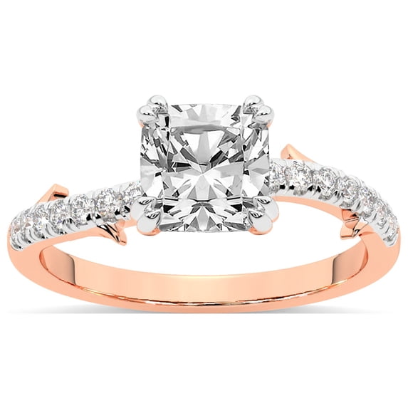 Cushion Shape 3 Carat IGI Certified Lab Grown Diamond Ring | 14K Rose Gold | Phoebe Twigs Diamond Ring | FG-VS1-VS2 Quality Friendly Diamonds