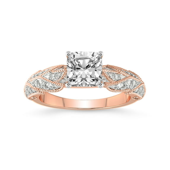 Cushion Shape 3 Carat IGI Certified Lab Grown Diamond Ring | 14K Rose Gold | Vintage Willow Lab Diamond Engagement Ring | FG-VS1-VS2 Quality Friendly Diamonds