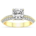 thumbnail image 1 of Cushion Shape 3 Carat IGI Certified Lab Grown Diamond Ring | 14K Yellow Gold | Dua Side Stone Knife Edge Lab Diamond Ring | FG-VS1-VS2 Quality Friendly Diamonds, 1 of 5