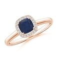 thumbnail image 1 of Cushion Shape Blue Sapphire CZ Diamond Cocktail Band Ring 925 Sterling Silver Rose Gold Plated September Birthstone Valentine Day Birthday Gift Gemstone Jewelry, 1 of 5