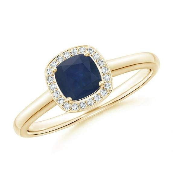 Cushion Shape Blue Sapphire CZ Diamond Cocktail Band Ring Women 925 Sterling Silver Yellow Gold Plated September Birthstone Valentine Day Birthday Gift Gemstone Jewelry