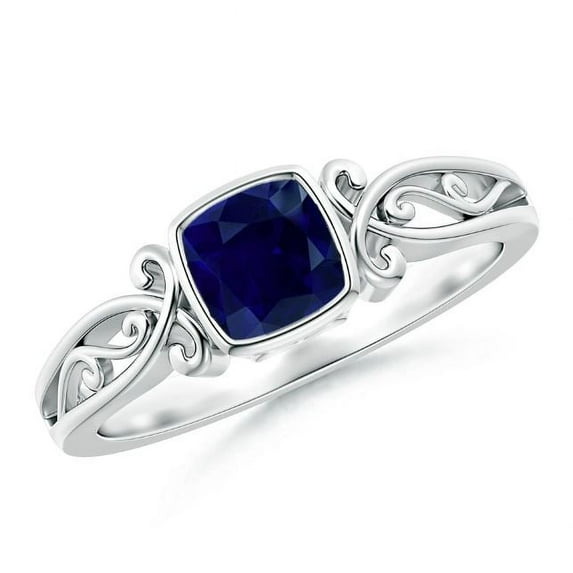 Cushion Shape Blue Sapphire Cocktail Band Ring 925 Sterling Silver September Birthstone Christmas New Year Gift Gemstone Jewelry