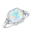 thumbnail image 1 of Rosec Jewels Natural Ethiopian Opal Cocktail Ring - 1.8 Ct - Cushion Cut Ring - AAA Quality - Opal Diamond Ring for Women, 10K White Gold, US 3.50, 1 of 9