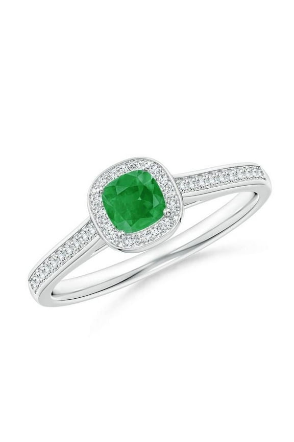 Cushion Shape Green Emerald CZ Diamond Cocktail Band Ring Women 925 Sterling Silver May Birthstone Engagement Anniversary Gift Gemstone Jewelry