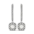 thumbnail image 1 of Cushion Shape Halo Diamond Drop Earrings in 14k White Gold (1/2 cttw), 1 of 3